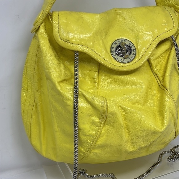 Marc by Marc Jacobs Yellow Patent Leather Turnlock Flap Crossbody Hobo Bag - Picture 5 of 14